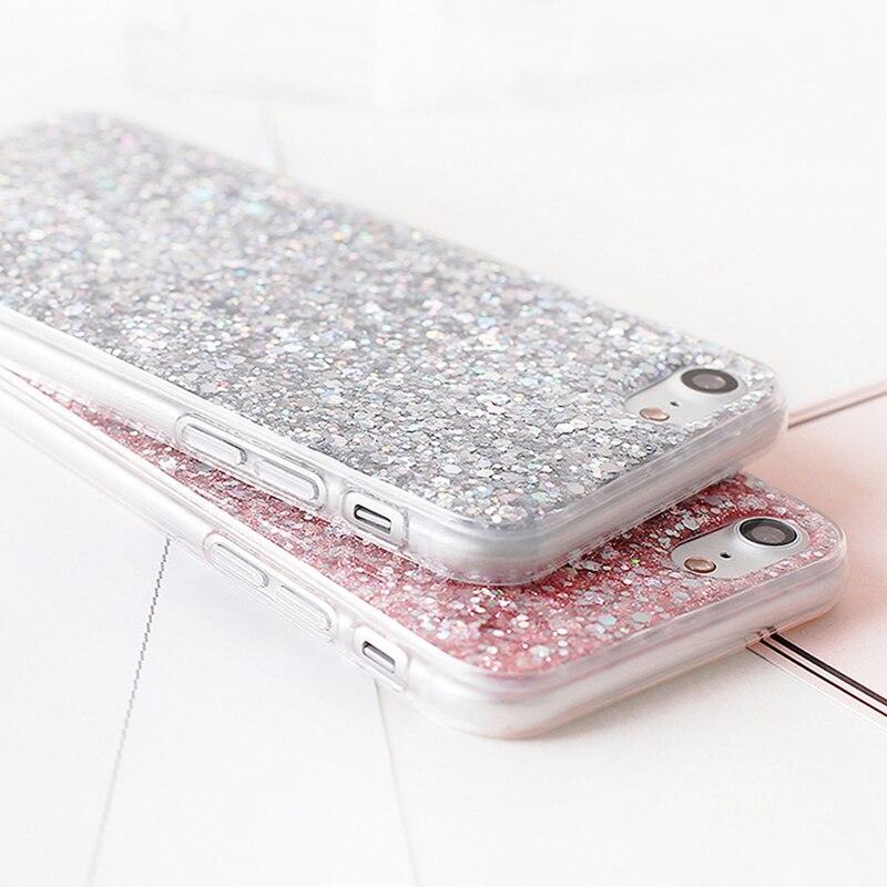 Shinning Glitter Cases For iphone 6 6S 8 Plus X 5SE 5 5S Soft Sparkly Phone Case for Women Girls Sparkle Design Anti-Scratch Soft Slim Fit Shockproof Protective Case Cover