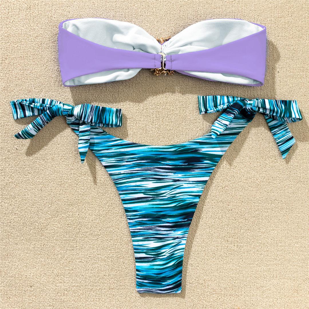 Shiny Rhinestone Strapless Bikini Female Women 2PCS Shiny Diamond Bikini Set Bra Swimsuit  Bathing Suit Swimsuit Women Swimwear Two-pieces Luxury Bikini Set Bather Bathing Suit Swimwear