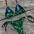 Shiny Solid Bikini Swimsuit Halter Swimwear Bathing Suit Women Bling Sequin Bikini Set Beach Wear Women Shiny Bikini Micro String Two Pieces Swimsuit Female Summer Swimwear