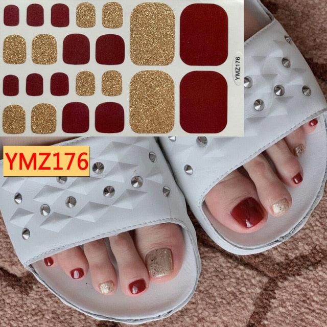 Shiny Toenail Sticker Full Cover Feet Decorations Mixed Patterns Nail Wraps Beauty Design Waterproof Toenail Art Manicure Toe Nail Polish Stickers Glitter Toenail Nail Polish Strips Decals Full Wraps Self Adhesive Toe Nail Tip Full Toe Nail Wraps