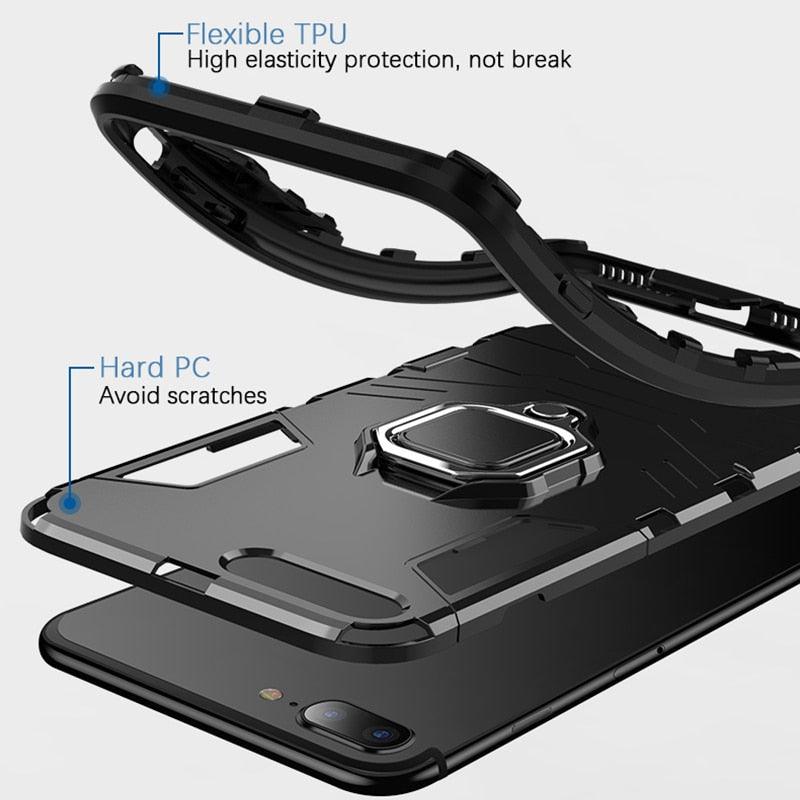 Shockproof Armor Case For iPhone XR iPhone X Xs Xs Max Stand Holder Ring Phone Cover for iPhone 6 6S 6PLUS 7 8 plus  Slim Durable Soft Anti-Scratch 360 Degree Rotating Ring Holder Kickstand Protective With Magnetic Case