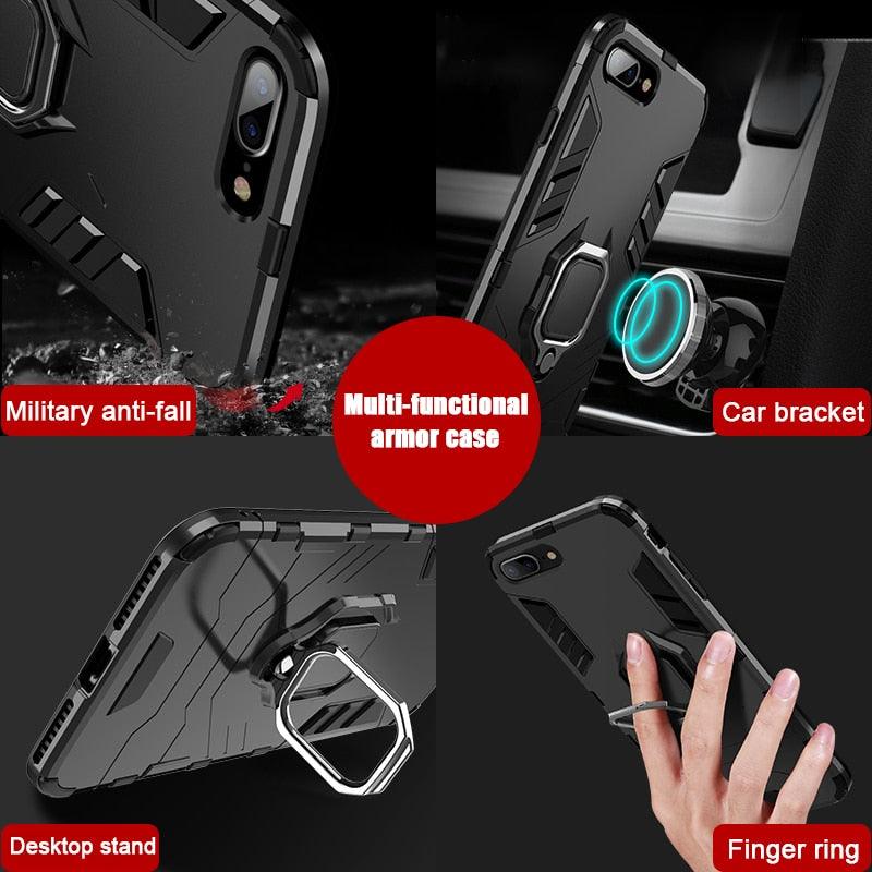 Shockproof Armor Case For iPhone XR iPhone X Xs Xs Max Stand Holder Ring Phone Cover for iPhone 6 6S 6PLUS 7 8 plus  Slim Durable Soft Anti-Scratch 360 Degree Rotating Ring Holder Kickstand Protective With Magnetic Case