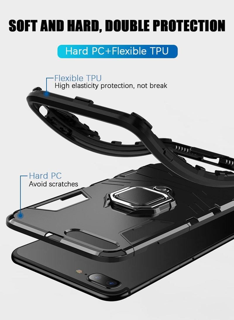 Shockproof Armor Case For iPhone XR iPhone X Xs Xs Max Stand Holder Ring Phone Cover for iPhone 6 6S 6PLUS 7 8 plus  Slim Durable Soft Anti-Scratch 360 Degree Rotating Ring Holder Kickstand Protective With Magnetic Case