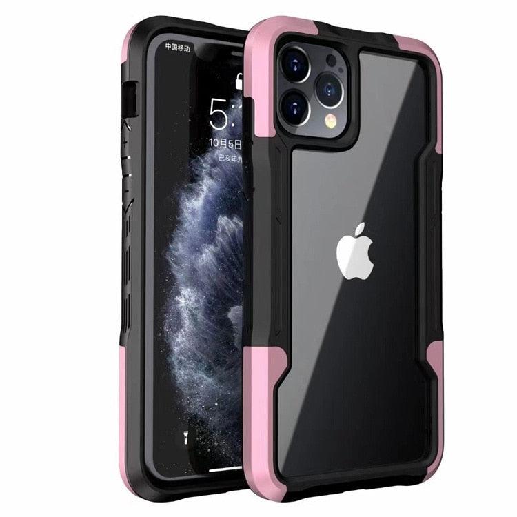 Shockproof Phone Case For iPhone 12 11 13 Pro Max Transparent Case For iPhone 11 12 13 Hard Soft Full Cover 360 Degree Protective Cover Simple Luxury Design Shiny iphone cover