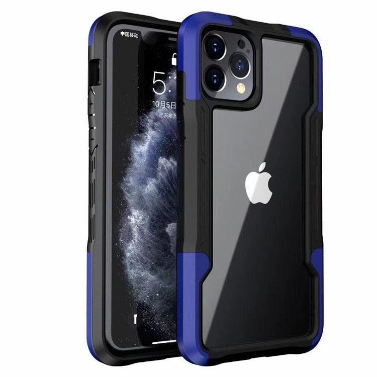 Shockproof Phone Case For iPhone 12 11 13 Pro Max Transparent Case For iPhone 11 12 13 Hard Soft Full Cover 360 Degree Protective Cover Simple Luxury Design Shiny iphone cover