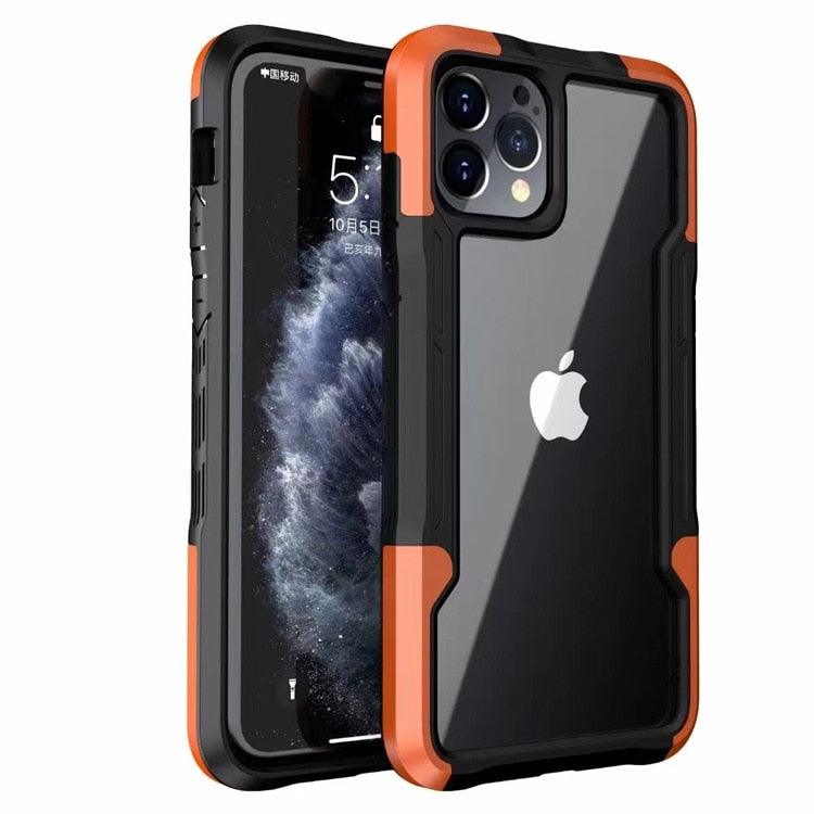 Shockproof Phone Case For iPhone 12 11 13 Pro Max Transparent Case For iPhone 11 12 13 Hard Soft Full Cover 360 Degree Protective Cover Simple Luxury Design Shiny iphone cover