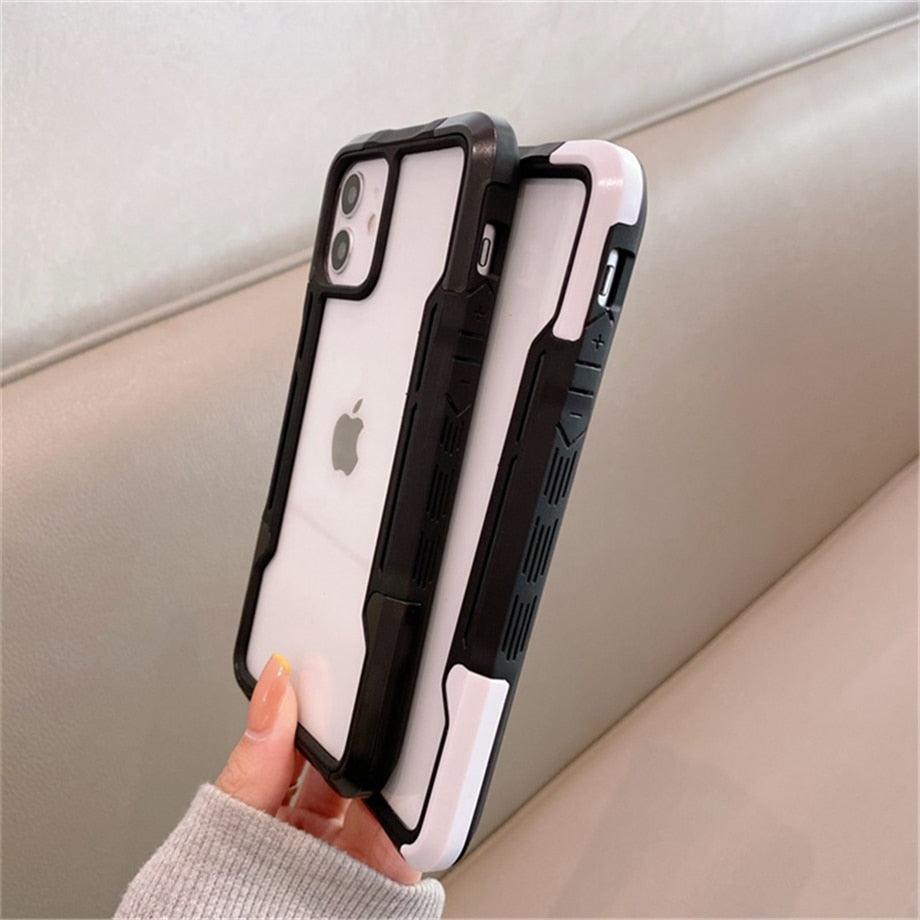 Shockproof Phone Case For iPhone 12 11 13 Pro Max Transparent Case For iPhone 11 12 13 Hard Soft Full Cover 360 Degree Protective Cover Simple Luxury Design Shiny iphone cover