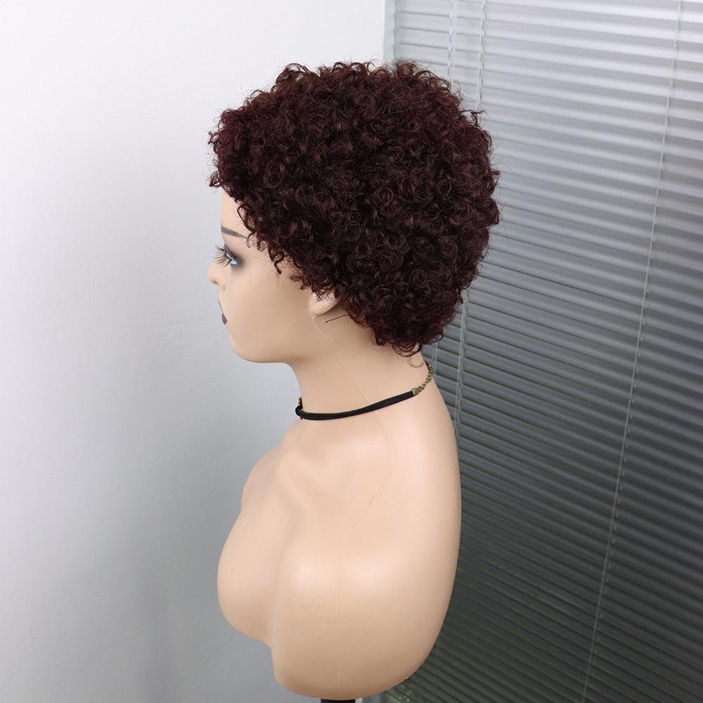 Short Curly Hair Wigs Pixie Cut Brazilian Human Hair For Black Women Natural Black 150% Density Glueless Afro Kinky Curly Human Hair Wig For Black Women Gifts for Girlfriends