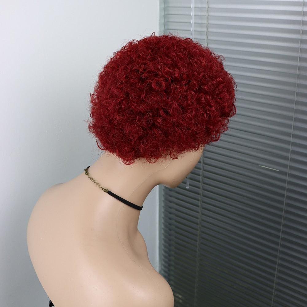 Short Curly Hair Wigs Pixie Cut Brazilian Human Hair For Black Women Natural Black 150% Density Glueless Afro Kinky Curly Human Hair Wig For Black Women Gifts for Girlfriends