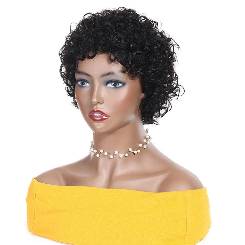 Short Pixie Cut Wig Bob Curly Human Hair Wig Brazilian Hair Wigs for Women Pre Plucked with Baby Hair Non Lace Human Hair Wigs For Black Women Gifts for Girlfriends