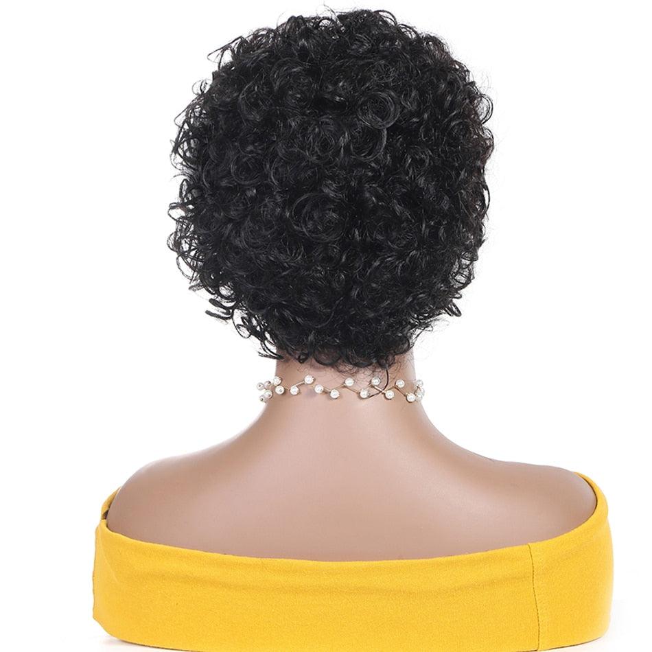 Short Pixie Cut Wig Bob Curly Human Hair Wig Brazilian Hair Wigs for Women Pre Plucked with Baby Hair Non Lace Human Hair Wigs For Black Women Gifts for Girlfriends