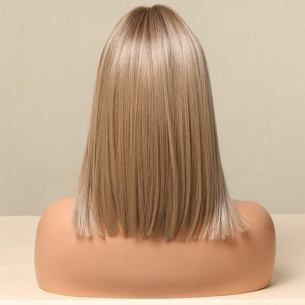 Short Straight Lace Front Synthetic Wigs Blonde Shoulder Length Natural Wigs Daily Cosplay Party Wigs for Women Wigs For Black Women Wigs For Cosplay