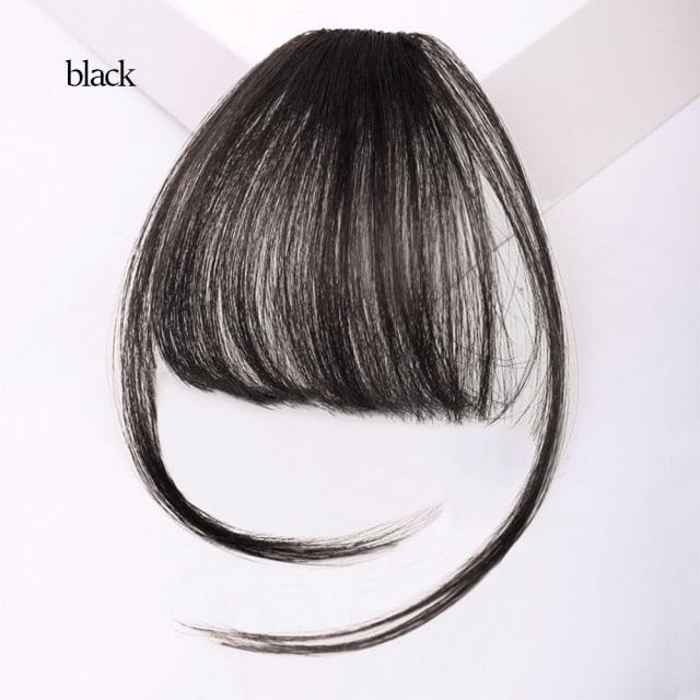 Short Synthetic Bangs Heat Resistant Hairpieces Hair Women Natural Short Fake Hair Air Bangs Hair Clips For Extensions Natural Flat Neat Bangs With Temples For Women One Piece Hairpiece