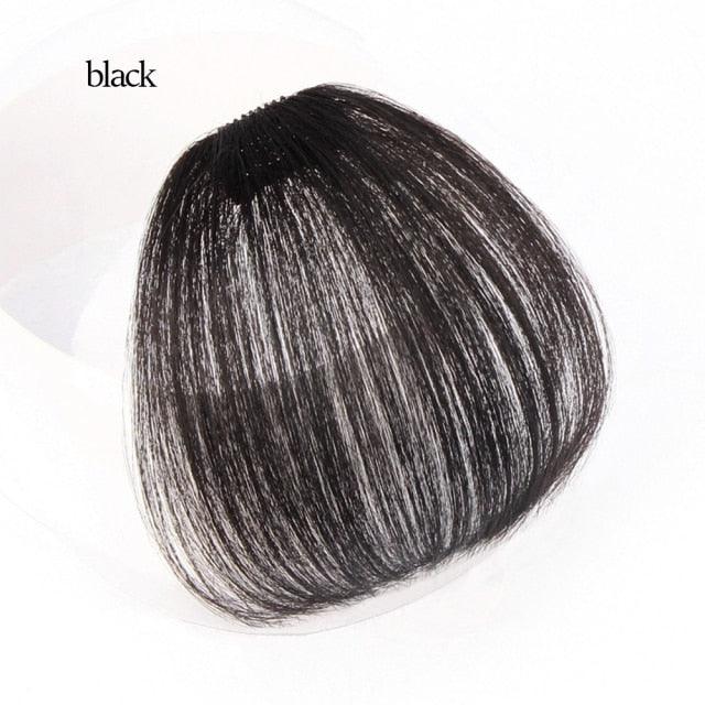 Short Synthetic Bangs Heat Resistant Hairpieces Hair Women Natural Short Fake Hair Air Bangs Hair Clips For Extensions Natural Flat Neat Bangs With Temples For Women One Piece Hairpiece