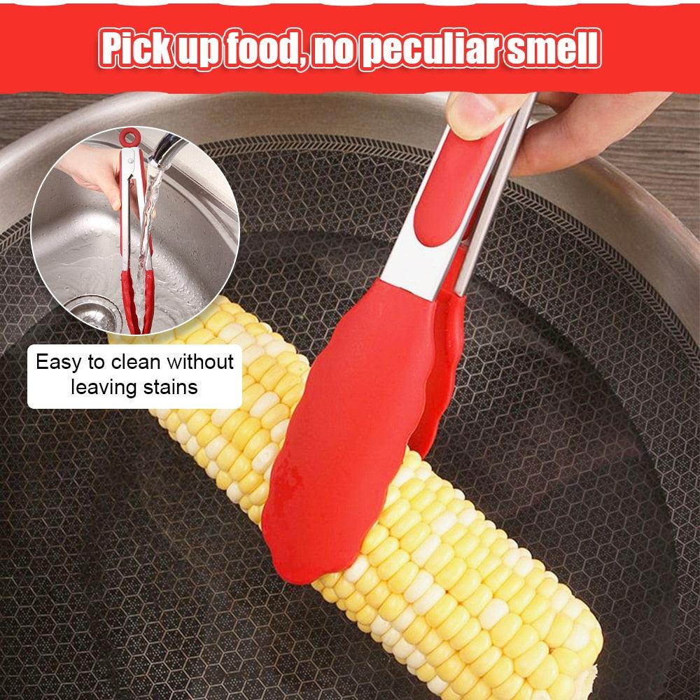 Silicone BBQ Grilling Tong Kitchen Cooking Salad BBQ  Serving Tong Non-Stick Barbecue Clip Clamp Stainless Steel Tools Gadgets Silicone BBQ Grilling Tong Kitchen Cooking Salad BBQ Serving Tong Non-Stick Barbecue Clip Clamp Stainless Steel Tools