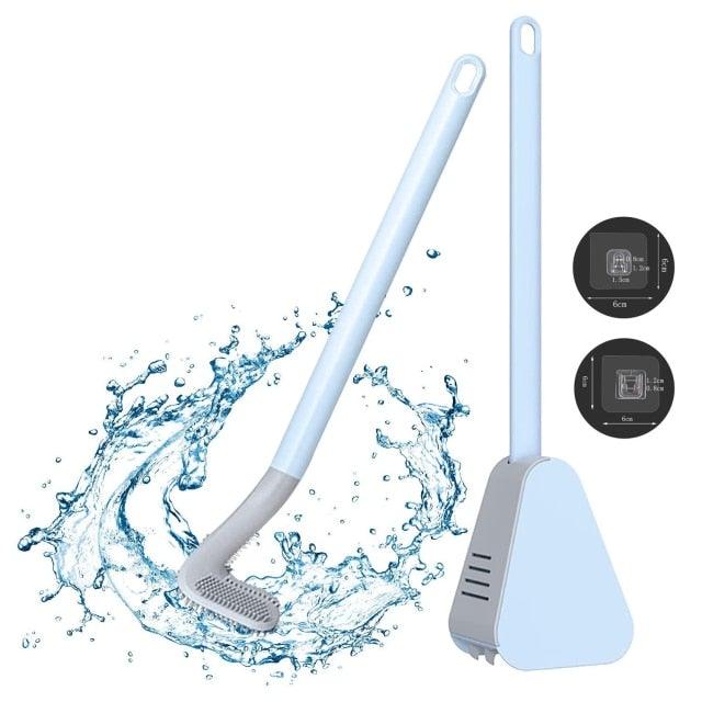 Silicone Bristles Toilet Brush And Holder For Bathroom Storage And Organization Compact Wall Hang Cleaning Kit Accessories Silicone Toilet Brush With Holder Bathroom Toilet Bowl Brush Set Non-Slip Handle Wall Mounted Floor Standing