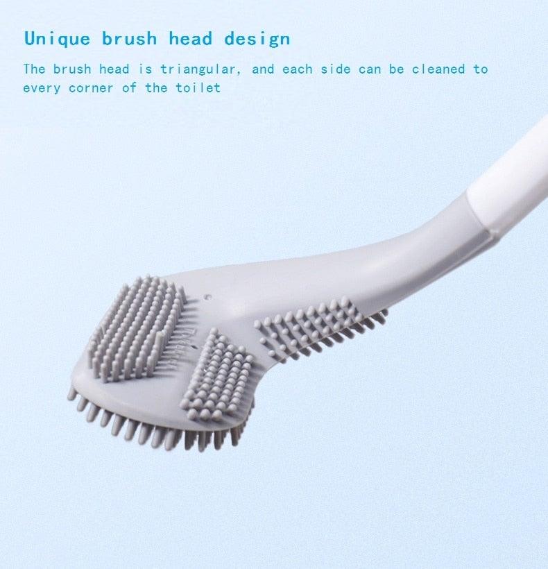 Silicone Bristles Toilet Brush And Holder For Bathroom Storage And Organization Compact Wall Hang Cleaning Kit Accessories Silicone Toilet Brush With Holder Bathroom Toilet Bowl Brush Set Non-Slip Handle Wall Mounted Floor Standing