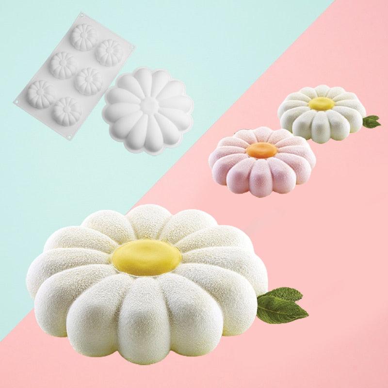 Silicone Cake Molds 1/6 Cavity Daisy Flower Design Dessert Bakeware Set Kitchen Mousse Mould Party Pastry Baking Tools Silicone Mixed Tulip Daisy Mold