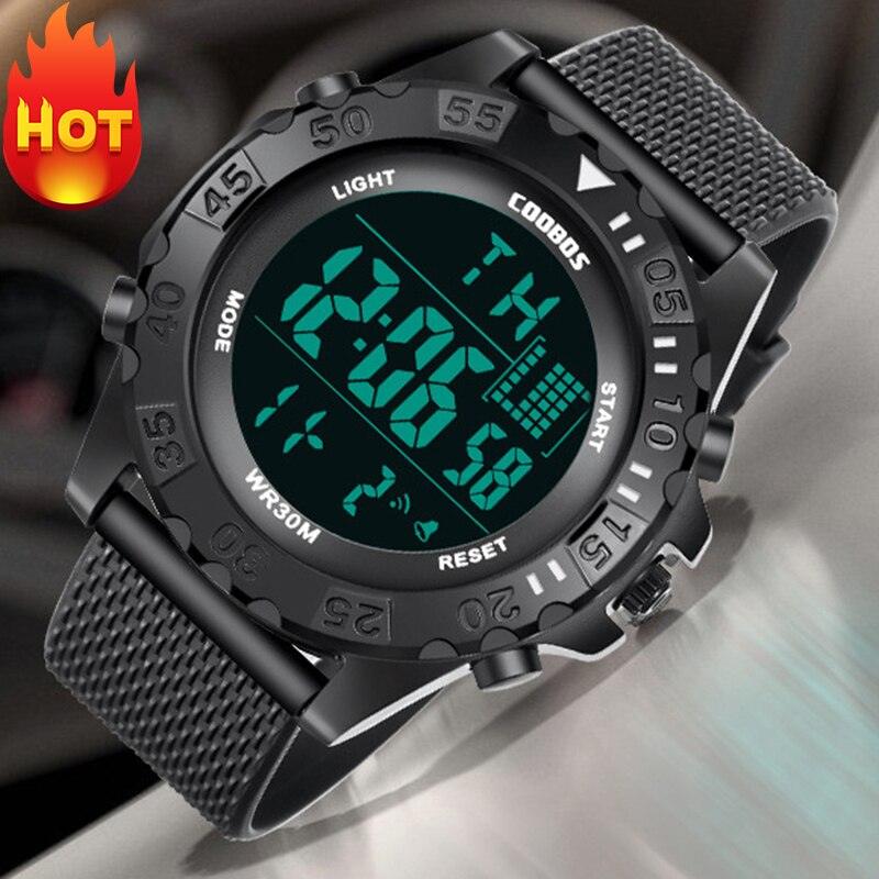 Silicone Led Watch Fashion High Quality Waterproof  Luminous Children Watches Sport Digital Wristwatches Military Classic Stopwatch Large Dial Electronic LED Backlight Wristwatch 50M Waterproof Digital Watch For Mens