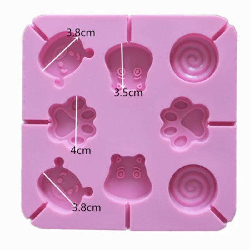 Silicone Lollipop Molds Chocolate And Candy Molds Cake Mold Variety Shapes Cake Pastry Decorating Form Silicone Bakeware Silicone Lollipop Mold Shape Of Swirl Heart Bunny Star Butterfly Little Bear Flower Sucker Molds Chocolate Hard Candy Molds