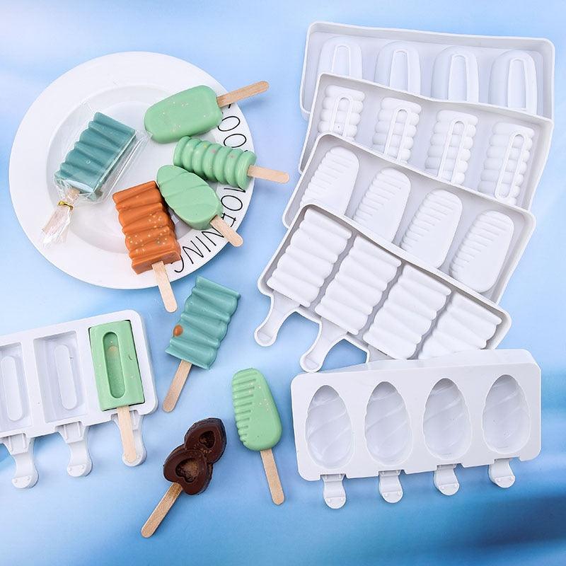 Silicone Mold Baking Pan Ice Cream Molds For Cake Popsicle Chocolate Pastry And Bakery Kitchen Tools Accessories 4 Cavities Homemade Cake Pop Mold Cake Pop Maker Ice Pop Mold