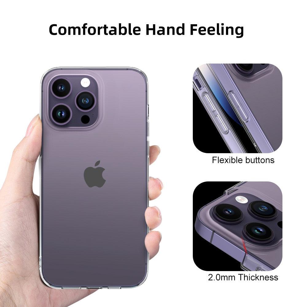 Silicone Soft Phone Case for iPhone 14 13 12 11 Pro Max XR X XS Max 7 8 Plus Back Cover Case for iPhone 14 13 12 11 Pro Max Transparent Soft Flexible Anti-Yellowing Shockproof Camera Protection Case For iPhone