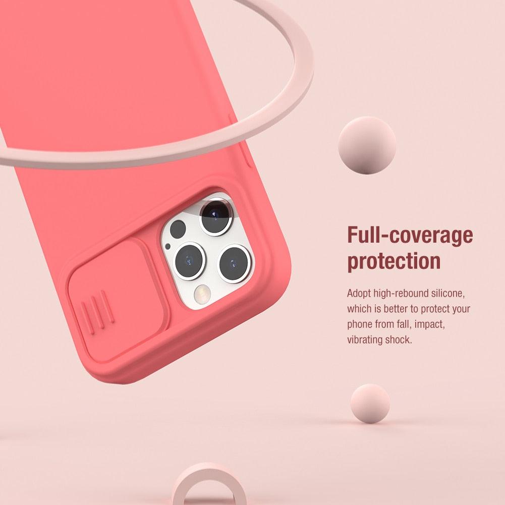 Silicone Soft Slim Cover Shockproof Full Protective Anti Scratch Case For iPhone 14 Pro Max Case Silicone Soft Case For iPhone 13 Pro Slide Camera Protect Privacy Cover for iPhone 12