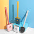 Silicone Toilet Brush Cleaner Toilet Brush With Holder Flat Head Flexible Soft Bristles Brush Bathroom Accessory Gap Cleaning Toilet Brush Wall Mounting Toilet Brush No-Slip Long Handle Soft Silicone Bristle Toilet Corner Cleaner