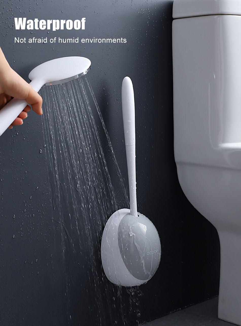 Silicone Toilet Brush For Accessories Drainable Toilet Brush Wall-Mounted Cleaning Tools Home Bathroom Accessories Sets Toilet Brushes And Holder For Bathroom Deep Cleaning Quick Drying Wall Mounted Set Soft Bristled cleaner No-Slip