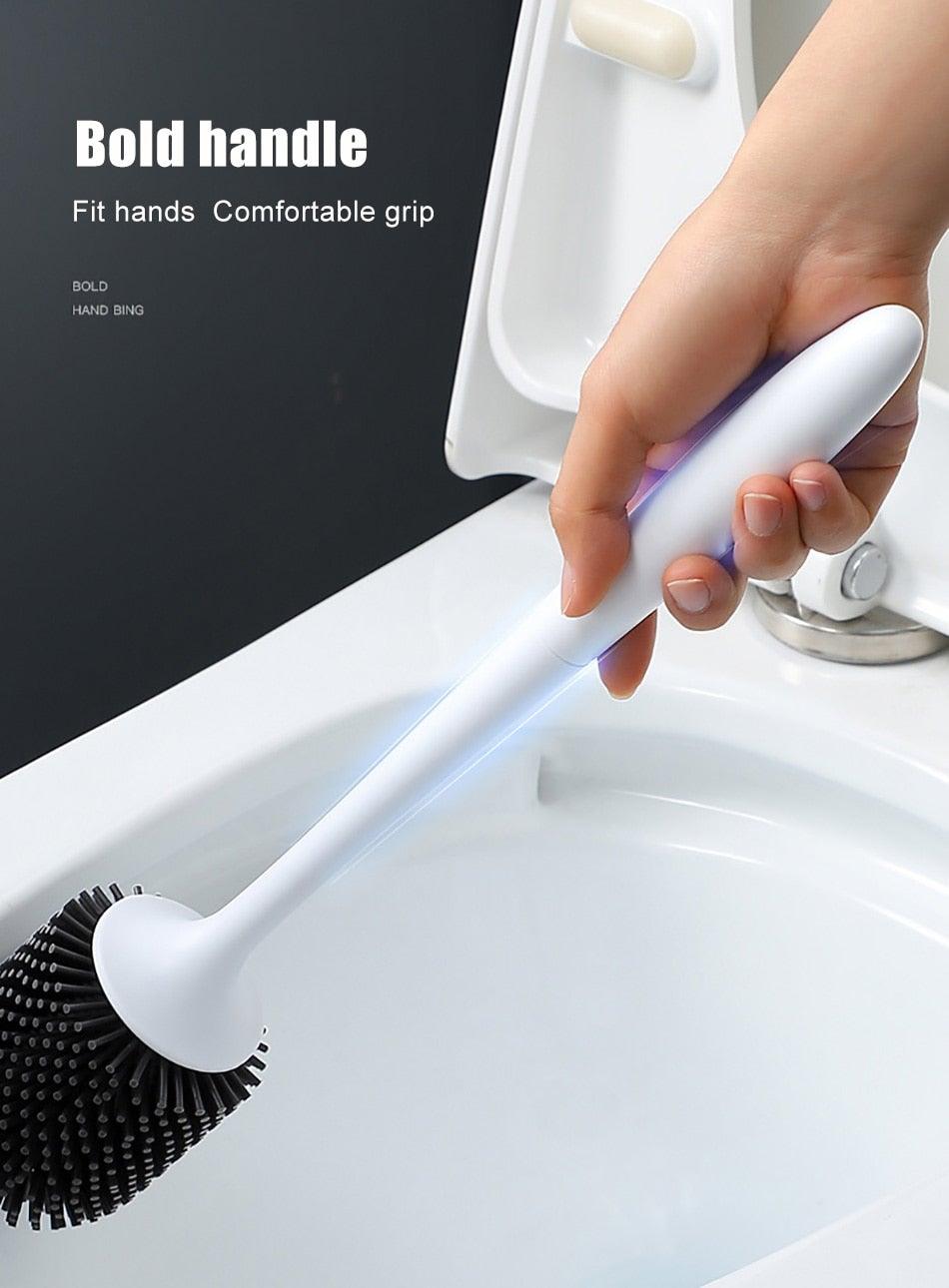 Silicone Toilet Brush For Accessories Drainable Toilet Brush Wall-Mounted Cleaning Tools Home Bathroom Accessories Sets Toilet Brushes And Holder For Bathroom Deep Cleaning Quick Drying Wall Mounted Set Soft Bristled cleaner No-Slip