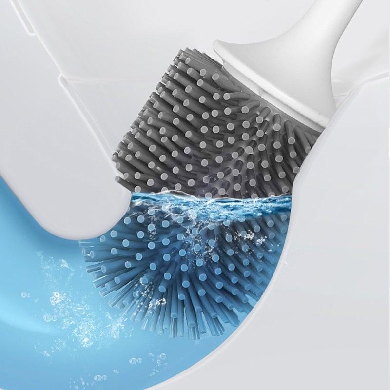 Silicone Toilet Brush For Accessories Drainable Toilet Brush Wall-Mounted Cleaning Tools Home Bathroom Accessories Sets Toilet Brushes And Holder For Bathroom Deep Cleaning Quick Drying Wall Mounted Set Soft Bristled cleaner No-Slip