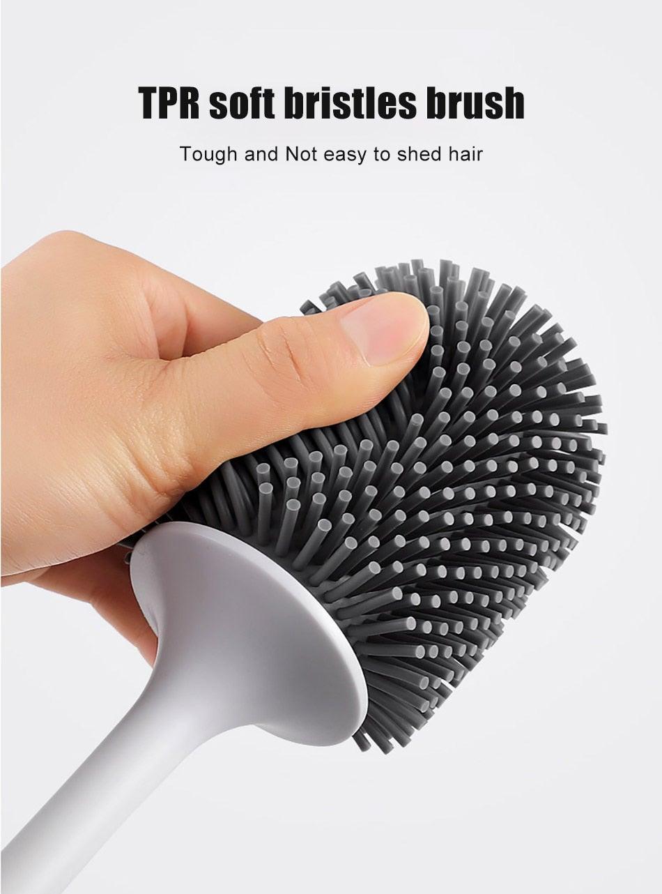 Silicone Toilet Brush For Accessories Drainable Toilet Brush Wall-Mounted Cleaning Tools Home Bathroom Accessories Sets Toilet Brushes And Holder For Bathroom Deep Cleaning Quick Drying Wall Mounted Set Soft Bristled cleaner No-Slip