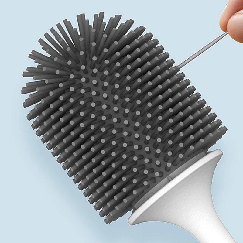 Silicone Toilet Brush For Accessories Drainable Toilet Brush Wall-Mounted Cleaning Tools Home Bathroom Accessories Sets Toilet Brushes And Holder For Bathroom Deep Cleaning Quick Drying Wall Mounted Set Soft Bristled cleaner No-Slip