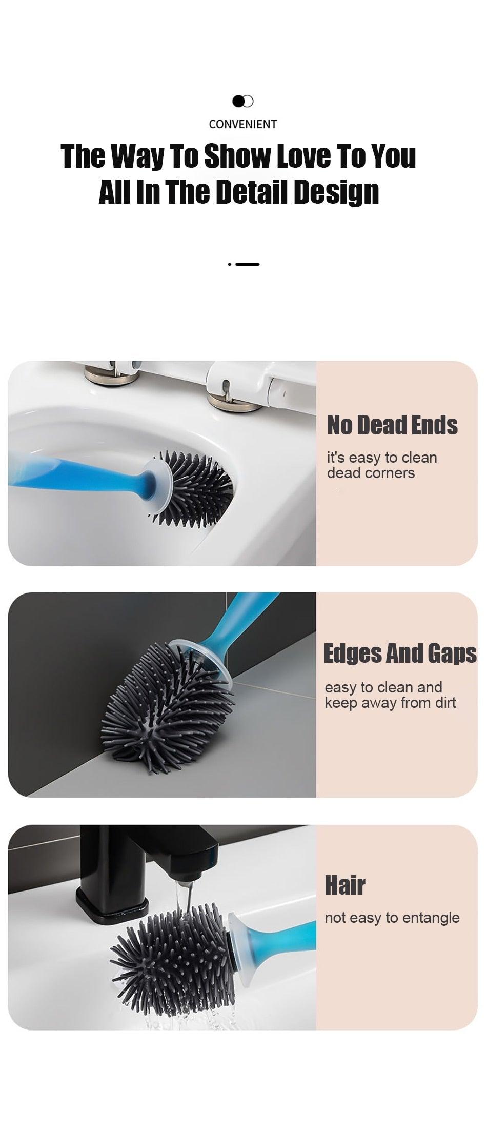 Silicone Toilet Brush Wall-Mounted Cleaning Tools Refill Liquid No Dead Corners Toilet Brush Home Bathroom Accessories Set  Toilet Brush And Holder Set Toilet Bowl Brush With Caddy Bathroom Stiff Bristles Toilet Scrub Brush