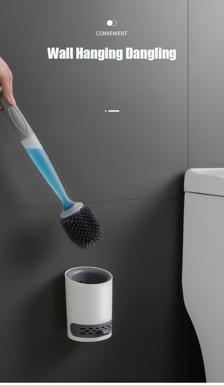 Silicone Toilet Brush Wall-Mounted Cleaning Tools Refill Liquid No Dead Corners Toilet Brush Home Bathroom Accessories Set  Toilet Brush And Holder Set Toilet Bowl Brush With Caddy Bathroom Stiff Bristles Toilet Scrub Brush