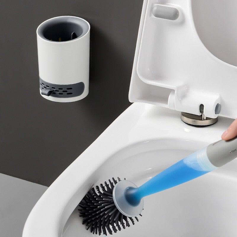 Silicone Toilet Brush Wall-Mounted Cleaning Tools Refill Liquid No Dead Corners Toilet Brush Home Bathroom Accessories Set  Toilet Brush And Holder Set Toilet Bowl Brush With Caddy Bathroom Stiff Bristles Toilet Scrub Brush