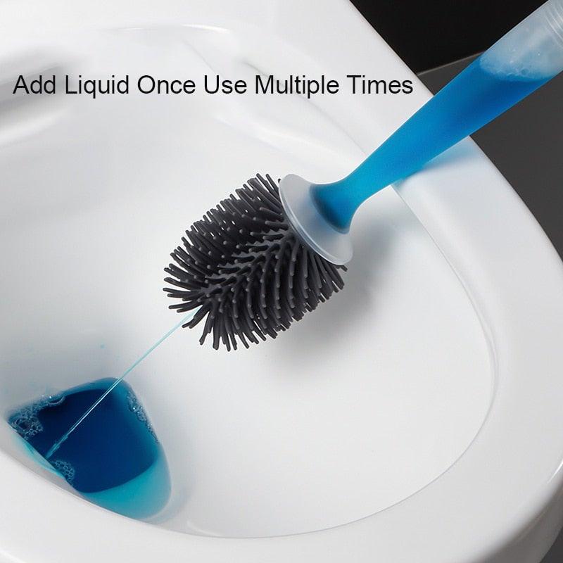 Silicone Toilet Brush Wall-Mounted Cleaning Tools Refill Liquid No Dead Corners Toilet Brush Home Bathroom Accessories Set  Toilet Brush And Holder Set Toilet Bowl Brush With Caddy Bathroom Stiff Bristles Toilet Scrub Brush