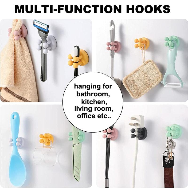 Silicone Toothbrush Holders Hook Wall Door Hooks Towel Key Plug Holder Hangers For Kitchen Bathroom Home Office Organizer Waterproof Self Adhesive Hook for Toothbrush  and Small Items