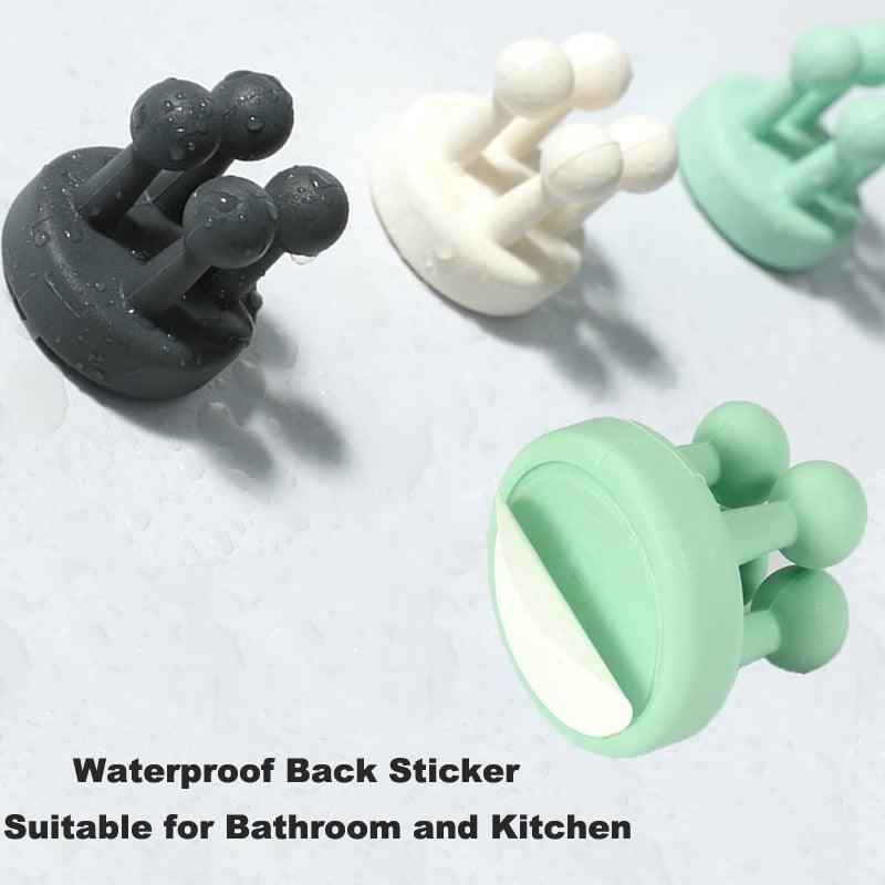 Silicone Toothbrush Holders Hook Wall Door Hooks Towel Key Plug Holder Hangers For Kitchen Bathroom Home Office Organizer Waterproof Self Adhesive Hook for Toothbrush  and Small Items