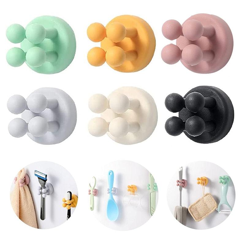 Silicone Toothbrush Holders Hook Wall Door Hooks Towel Key Plug Holder Hangers For Kitchen Bathroom Home Office Organizer Waterproof Self Adhesive Hook for Toothbrush  and Small Items