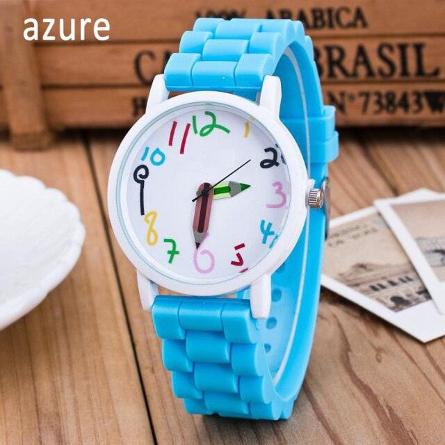 Silicone Watches Children Pencil Pointer Student Watch Quartz Childrens Watch With Silicone Strap Wristwatches Toddler Watch Analog Wrist Watches With 3D Cute Silicone Band