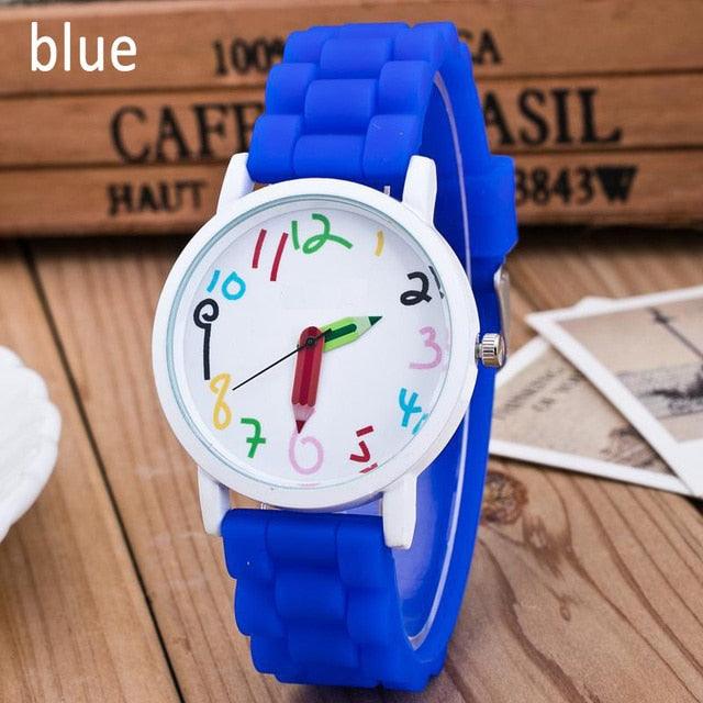 Silicone Watches Children Pencil Pointer Student Watch Quartz Childrens Watch With Silicone Strap Wristwatches Toddler Watch Analog Wrist Watches With 3D Cute Silicone Band