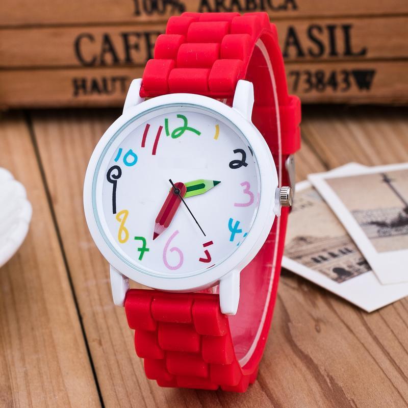 Silicone Watches Children Pencil Pointer Student Watch Quartz Childrens Watch With Silicone Strap Wristwatches Toddler Watch Analog Wrist Watches With 3D Cute Silicone Band