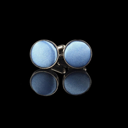 Simple Blue Round Cufflinks Men For Business Shirt Wedding Party Cufflink Solid Round Cuff Links Father Grandfather Elegant Accessories Colorful Vintage Cuff Links