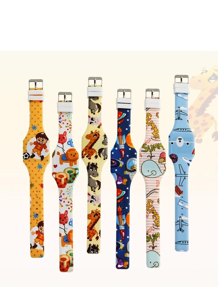 Simple Cartoon Digital Watches For Kids Student LED Display Cute Design Children Girls LED Digital Waterproof Electronic Clock Kids Student Flamingo Digital Sport Watch For Boys Girls Kid