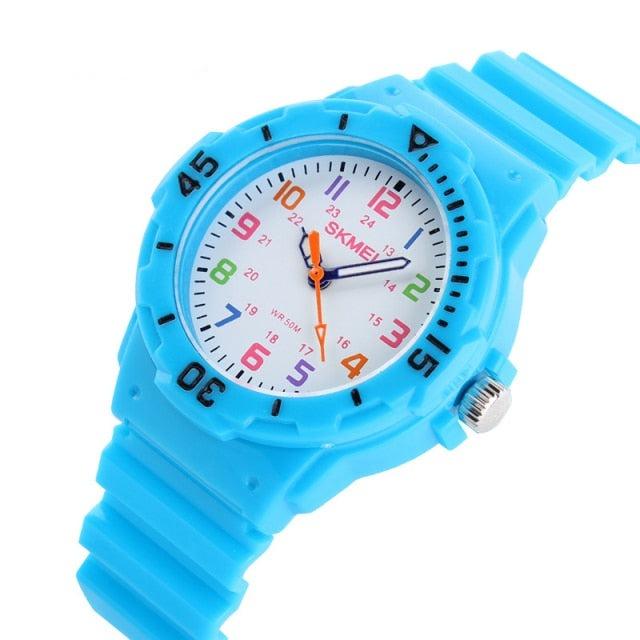 Simple Casual Kids Watches 5bar Waterproof Quartz Wristwatches Kids Clock Analog Watch Waterproof Time Teaching Boys Girls Watch Soft Band Learning Time Wrist Watch