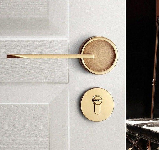 Simple Golden Split Lock Zinc Alloy Indoor Wooden Door Lock Magnetic Mute Bedroom Door Lock Universal Handle Lock Key Pin For Bedroom Bathroom Interior Privacy Door