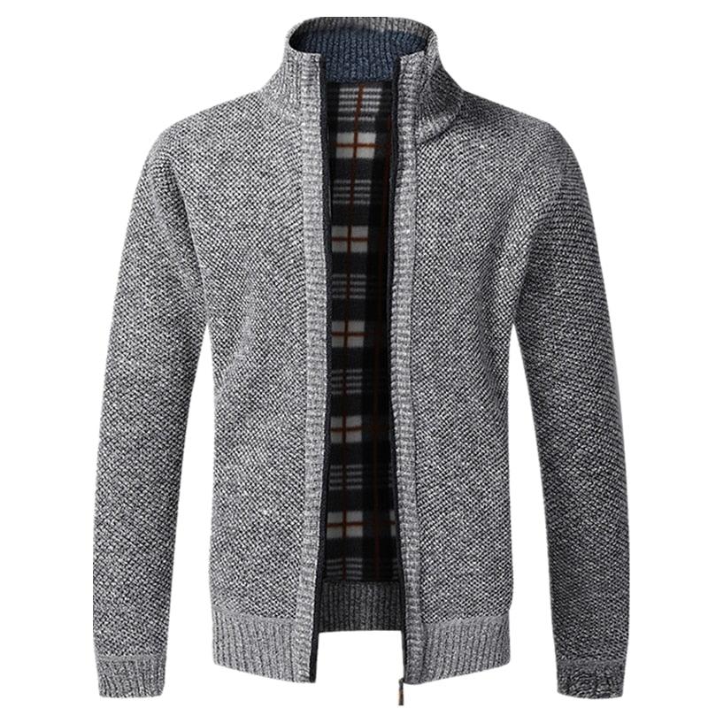 Simple Quality Autumn Winter New Men's Jacket Slim Fit Jacket Slim Fit Thick Sweaters Male Jacket Men Solid Cotton Thick Warm Sweater With Pockets  Fashion Warm Cold Weather Classic Jacket