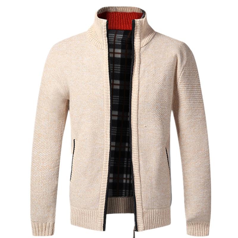 Simple Quality Autumn Winter New Men's Jacket Slim Fit Jacket Slim Fit Thick Sweaters Male Jacket Men Solid Cotton Thick Warm Sweater With Pockets  Fashion Warm Cold Weather Classic Jacket