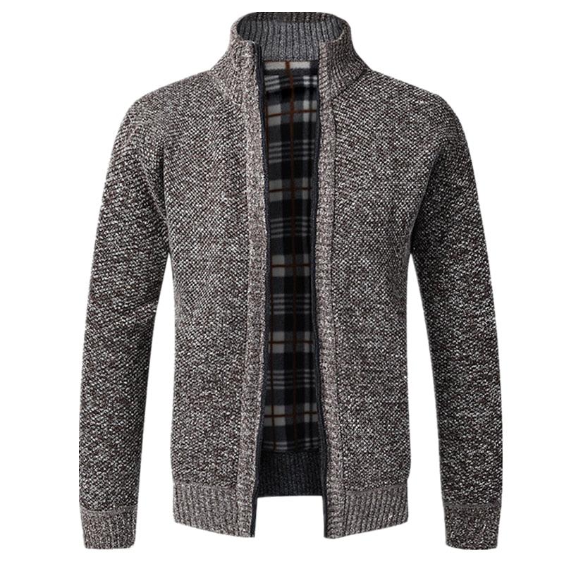 Simple Quality Autumn Winter New Men's Jacket Slim Fit Jacket Slim Fit Thick Sweaters Male Jacket Men Solid Cotton Thick Warm Sweater With Pockets  Fashion Warm Cold Weather Classic Jacket